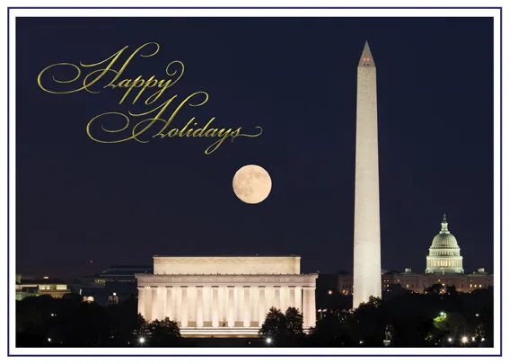 Moonlight across the Mall — Washington, DC Greeting Card — personalized business greeting card from Best Holiday Cards