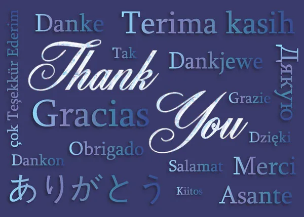 Multi-lingual Thanks! — Corporate Thank You Card — personalized business greeting card from Best Holiday Cards