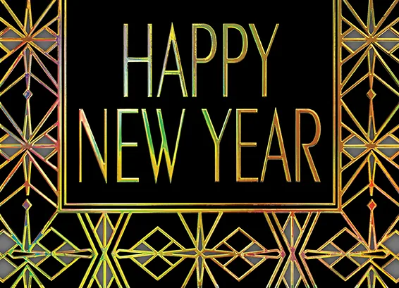 New Year's Art Deco-Style — New Year's Greeting Card — personalized business greeting card from Best Holiday Cards