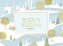 O'er Rivers and Woods — winter scene greeting card, personalized by Best Holiday Cards