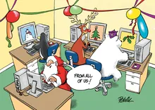 Office Greetings — santa greeting card, personalized by Best Holiday Cards