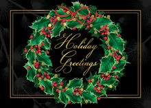 Oh Happy Holly Days — wreath greeting card, personalized by Best Holiday Cards
