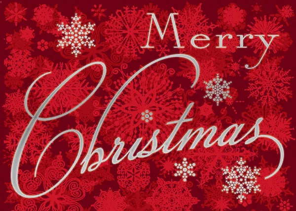 Red snowflakes — Merry Christmas Card — personalized business greeting card from Best Holiday Cards