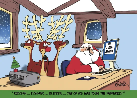 Santa Forgot His Password — personalized business greeting card from Best Holiday Cards