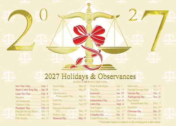 Scales of Justice 2027 — Legal Calendar — personalized business greeting card from Best Holiday Cards