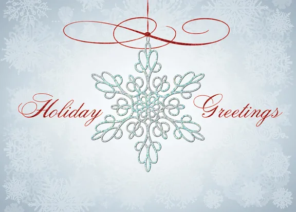 Shimmering Snowflake Ornament — Holiday Snowflake Greeting — personalized business greeting card from Best Holiday Cards