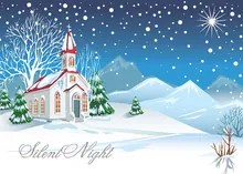 Silent Night Church — winter scene greeting card, personalized by Best Holiday Cards