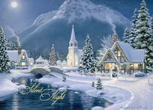Silent Night in the Village — winter scene greeting card, personalized by Best Holiday Cards