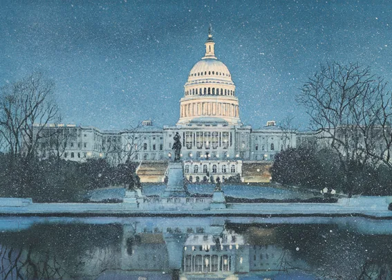 Snow on the Capitol — Washington, DC Christmas Card — personalized business greeting card from Best Holiday Cards