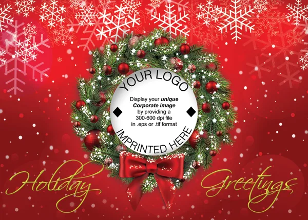 Snowy Wreath Logo Card — Business Holiday Logo Card — personalized business greeting card from Best Holiday Cards