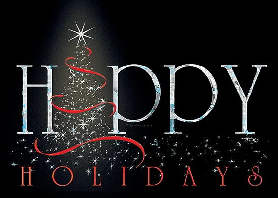 Sparkling Silver Tree — Tree Holiday Card — personalized business greeting card from Best Holiday Cards