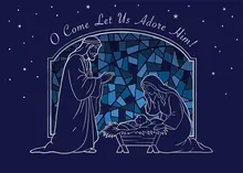 Stained Glass Adoration — christmas greeting card, personalized by Best Holiday Cards