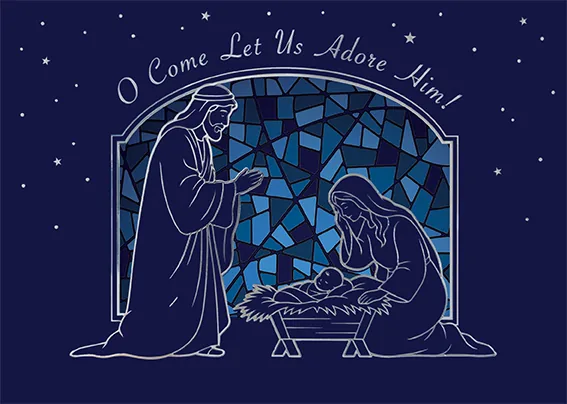 Stained Glass Adoration — Religious Christmas Card — personalized business greeting card from Best Holiday Cards