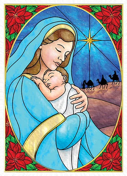 Stained Glass Madonna and Child — Religious Christmas Card — personalized business greeting card from Best Holiday Cards