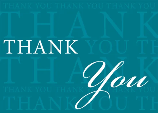 Thank you, thank you, thank you — Business Thank You Card — personalized business greeting card from Best Holiday Cards