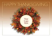 Thanksgiving Logo Wreath — thanksgiving cards greeting card, personalized by Best Holiday Cards