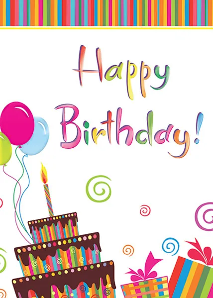 The Cake, The Gifts and the Balloons — Birthday Greeting Card — personalized business greeting card from Best Holiday Cards