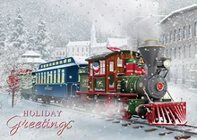 The Snow Valley Train — snowman greeting card, personalized by Best Holiday Cards