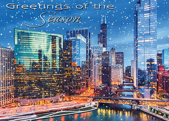 The Windy City Winter — Personalized Chicago Christmas Card — personalized business greeting card from Best Holiday Cards