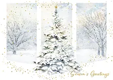 Three Tree Triptych — treeline greeting card, personalized by Best Holiday Cards