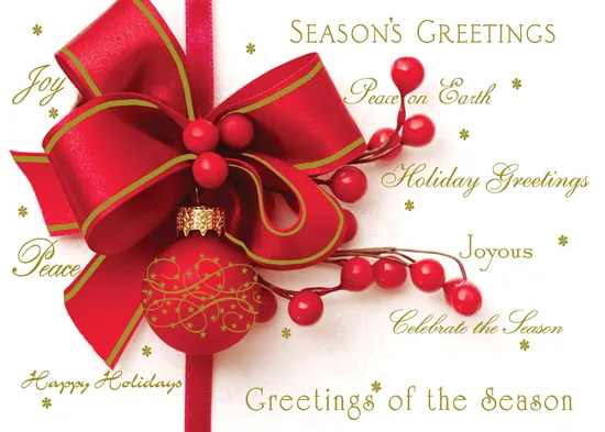 Tied Up in a Bow — Seasonal Symbols Christmas Card — personalized business greeting card from Best Holiday Cards