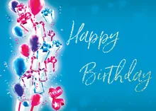 Tornado of Balloons and Packages — birthday cards greeting card, personalized by Best Holiday Cards