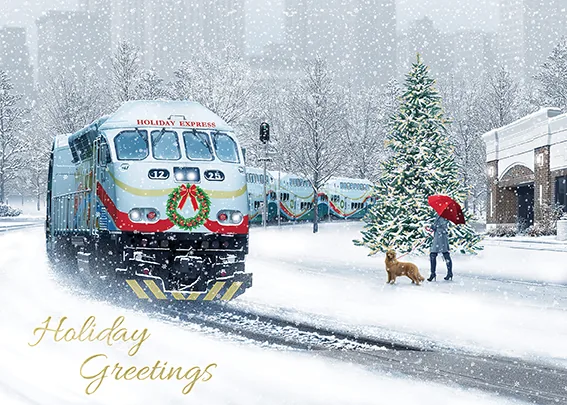 Train Comin' Round The Bend — Holiday Greeting Card — personalized business greeting card from Best Holiday Cards