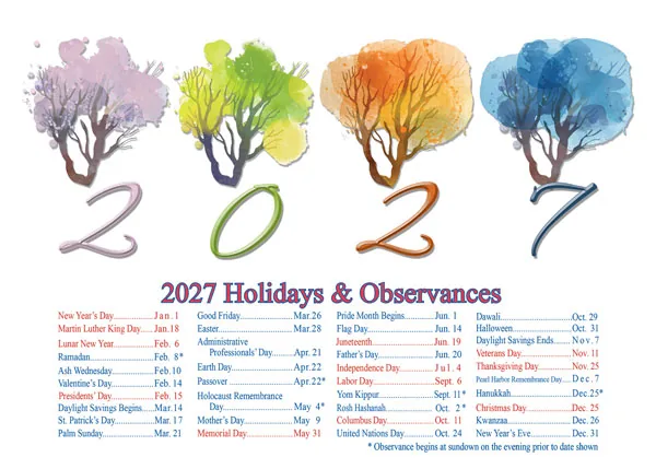 Trees of the Season — Seasonal Calendar — personalized business greeting card from Best Holiday Cards