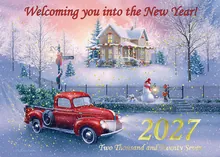 Trucking into 2027 — calendar holiday cards greeting card, personalized by Best Holiday Cards