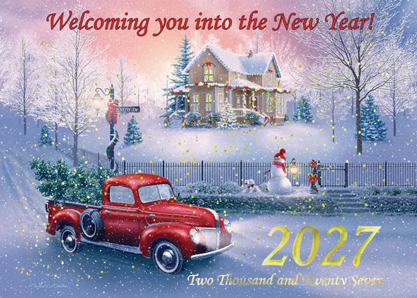 Trucking into 2027 — Calendar card — personalized business greeting card from Best Holiday Cards
