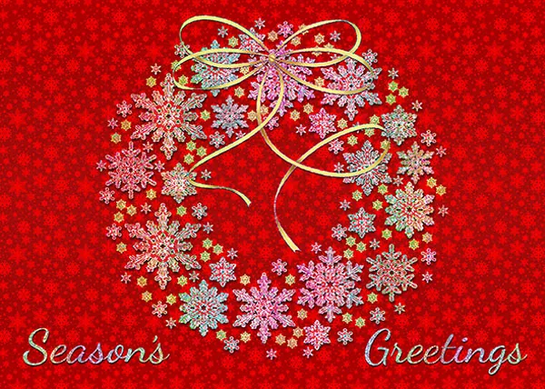 Warm Red Wreath — personalized business greeting card from Best Holiday Cards