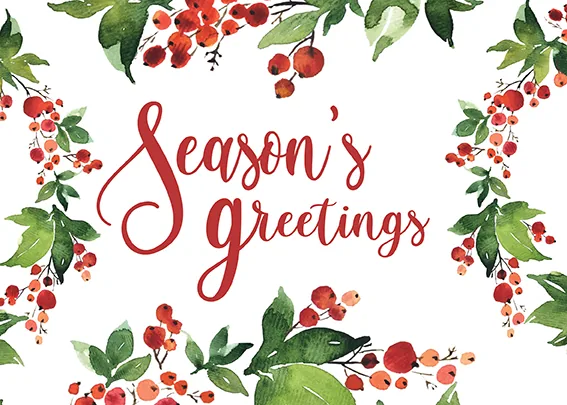 Watercolor Greetings — Personalized Holiday Card — personalized business greeting card from Best Holiday Cards