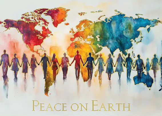 World of Peace — Peace on Earth Greetings — personalized business greeting card from Best Holiday Cards