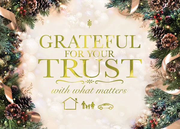 Wreath of Gratitude — Grateful Greetings — personalized business greeting card from Best Holiday Cards