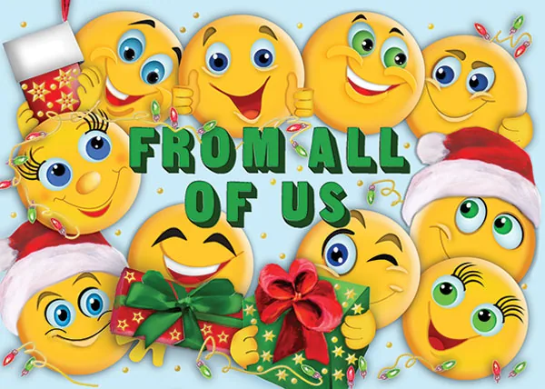 Your Emoji Rescue — Cartoon Christmas Card — personalized business greeting card from Best Holiday Cards